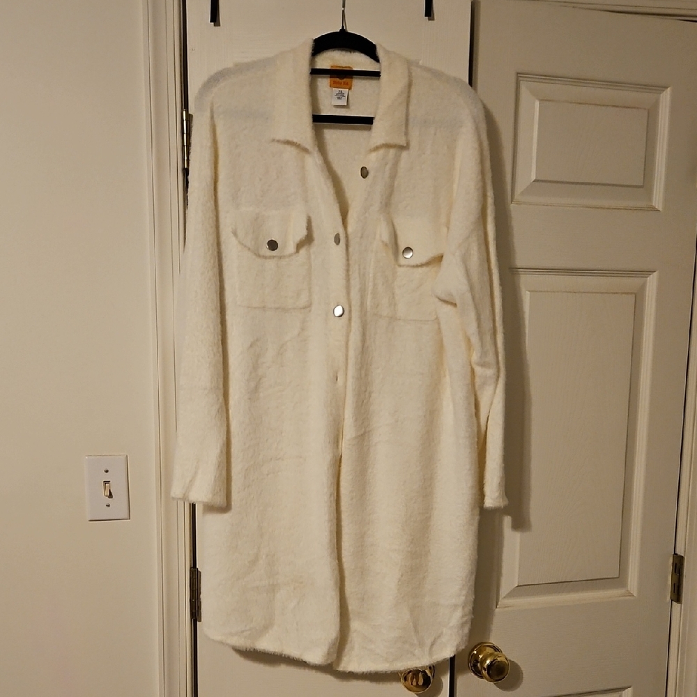 Ruby Rd. Cream Button-Up Coat